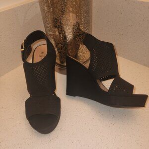 Call It Spring Vegan Black Platform Wedge 9
